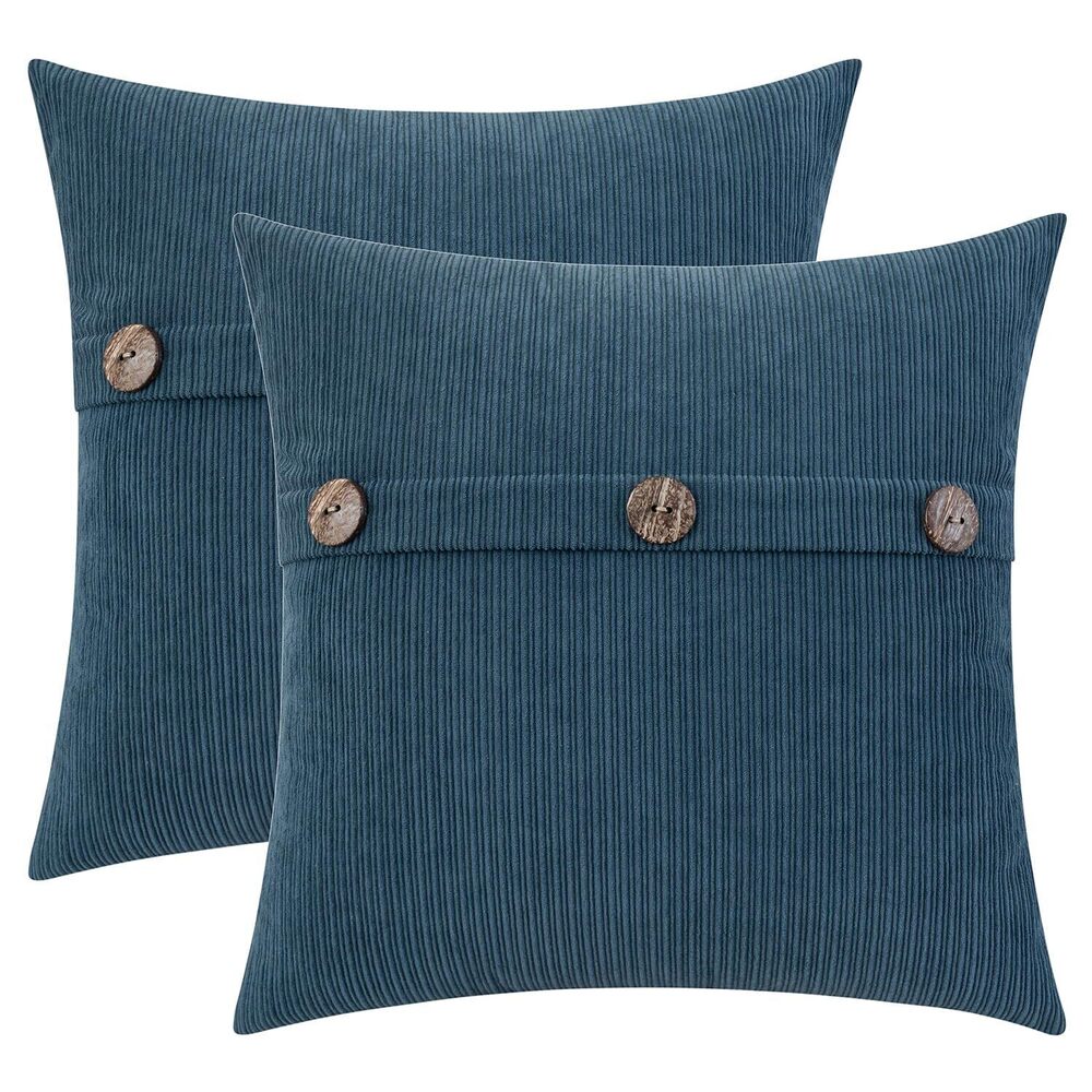 3780 Blue Chenille Throw Pillow Covers 20x20 Inch with Triple Buttons, Soft
